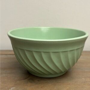 Vintage Fioriware Swirl Mixing Bowl, Zanesville OH Pottery Mint Green